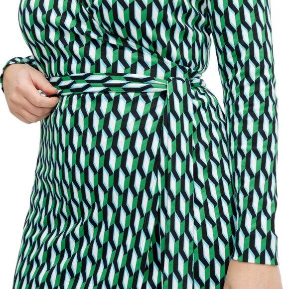 Women's Long Sleeve Midi Arrow Geo Green Wrap Dress - DVF for Target XXS - Picture 6 of 10